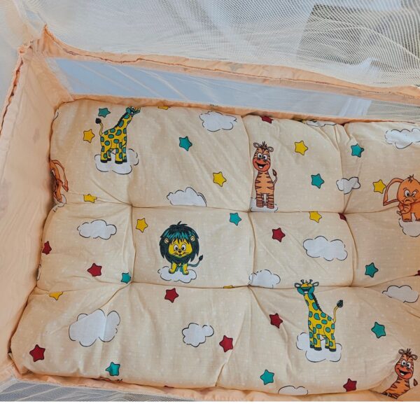 Hanging Swing Cradle Jhula with Mosquito Net & Spring, Orange color for Newborn Babies - Image 5