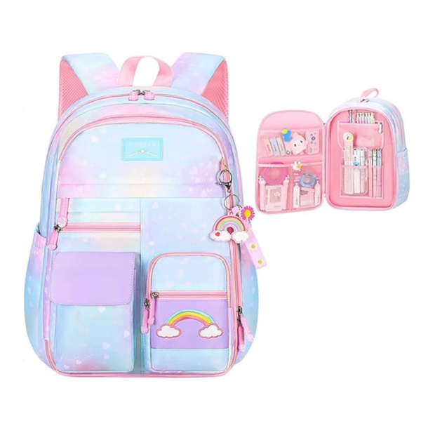 Girls Rainbow Backpack for School - Lightweight, Waterproof & Durable Kids Backpack, Perfect for School