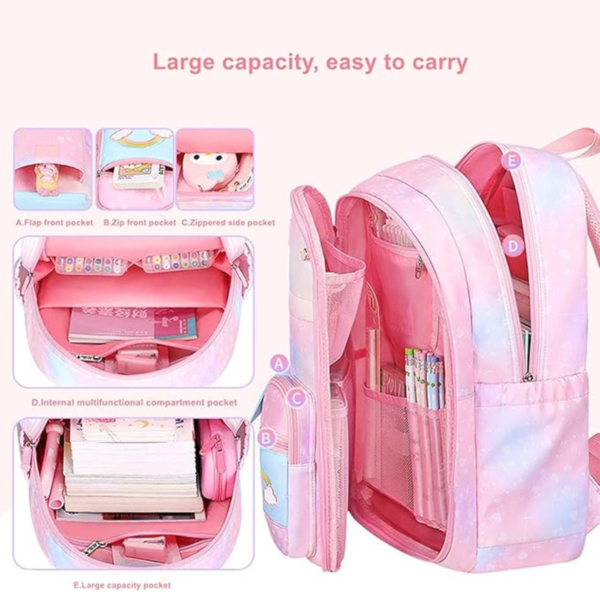 Unicorn School Backpack for Kids - Cute Rainbow Design, Waterproof, Large Capacity for Girls & Primary Students - Image 4
