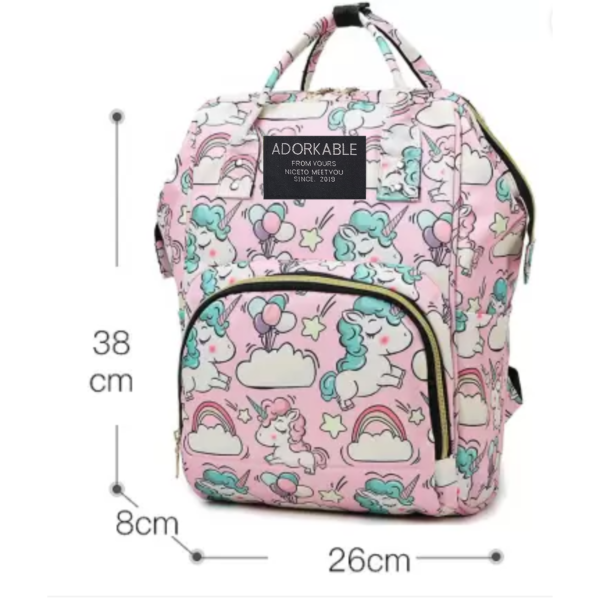 Baby Diaper Bag Backpack Pink Unicorn Print– Large Capacity Multi-Function Travel Bag for Moms - Image 4