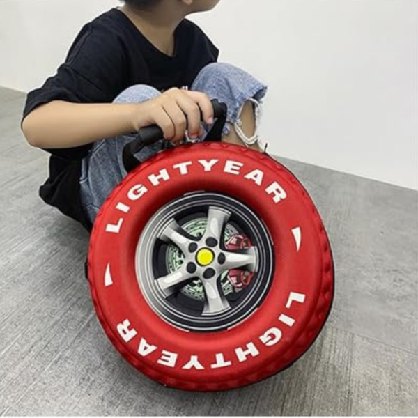 Tyre Shape Red Backpack for Kids - Tire Design Picnic Bag
