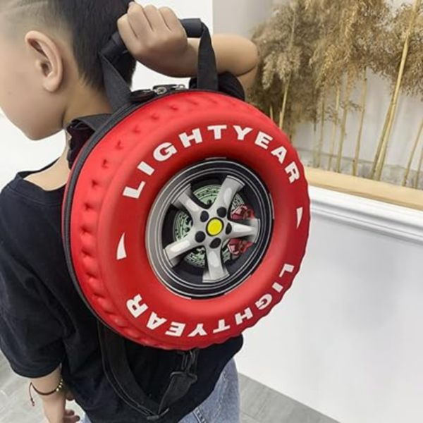 Tyre Shape Red Backpack for Kids - Tire Design Picnic Bag