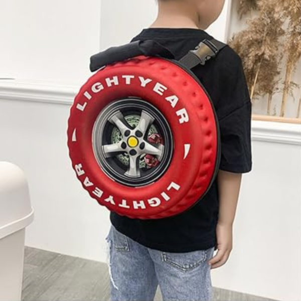 Tyre Shape Red Backpack for Kids - Tire Design Picnic Bag