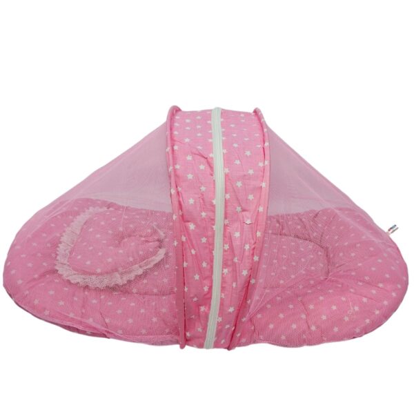 Newborn Baby Mattress with Mosquito Net Bedding Set - Soft Cradle Mattress for Infants, Pink Color