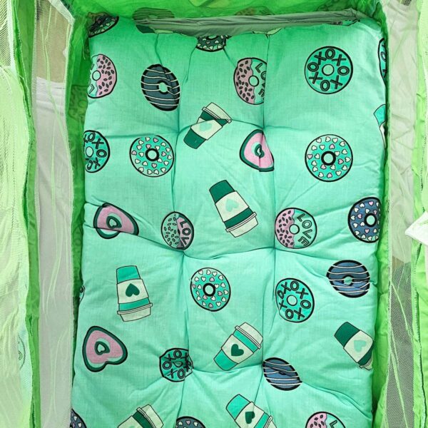 Hanging Swing Cradle with Mosquito Net & Spring | Easy to Install for Babies (Green, 0-32 Months) - Image 5