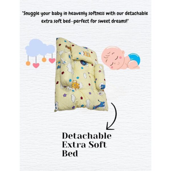 Baby Hanging Swing Cradle with Mosquito Net, Bed & Spring - Yellow (0-24 Months) - Image 2