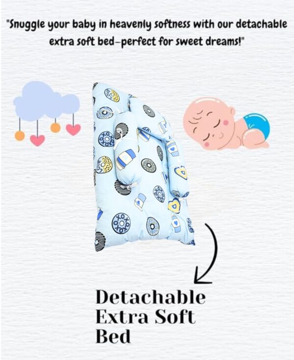 Baby Hanging Swing Cradle with Bedding Set, Mosquito Net & Spring, Easy to Install (Sky Blue, 0-24 Months) - Image 2