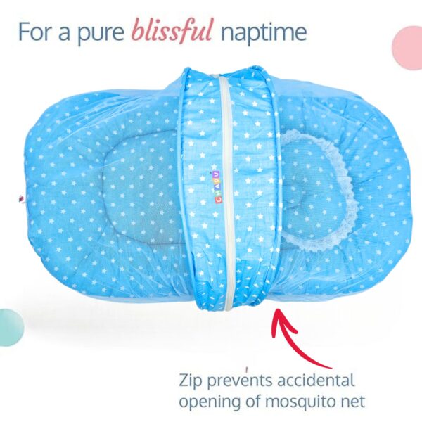 Newborn Baby Mattress with Mosquito Net Bedding Set (Blue) | Infant & Kids Jhula for Comfort & Safety - Image 2