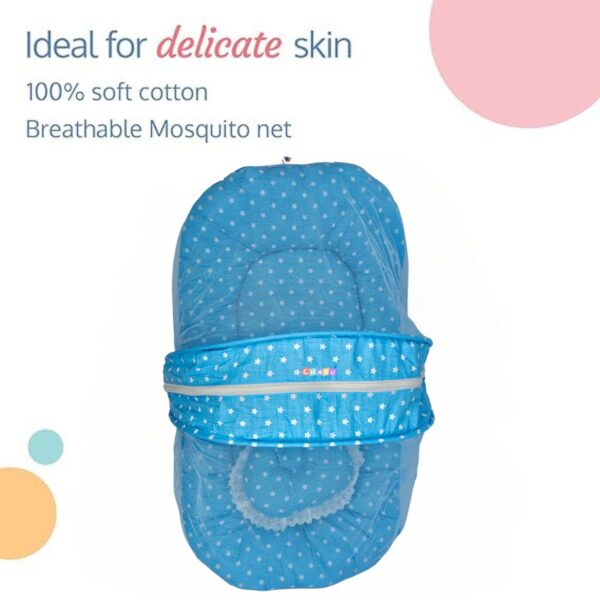 Newborn Baby Mattress with Mosquito Net Bedding Set (Blue) | Infant & Kids Jhula for Comfort & Safety - Image 3