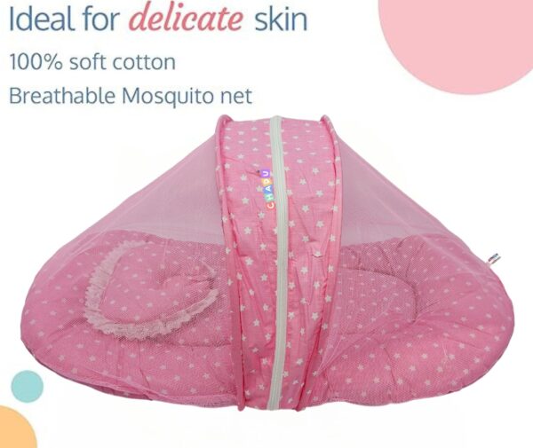 Newborn Baby Mattress with Mosquito Net Bedding Set - Soft Cradle Mattress for Infants, Pink Color - Image 5