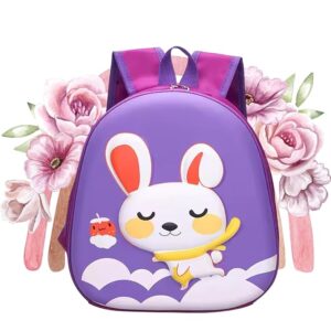 Purple Rabbit Backpack for Kids for Kindergarten & Primary, Cute Picnic Bag for Boys & Girls (Ages 2-5)