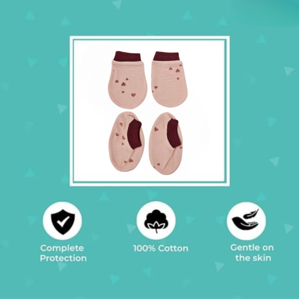 Baby Mittens and Booties Set | Cotton Gloves & Socks Pack of 3 - Image 3