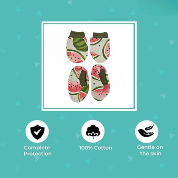 Baby Mittens and Booties Set for Newborns | Cotton Gloves & Socks Combo Pack of 3 - Image 3