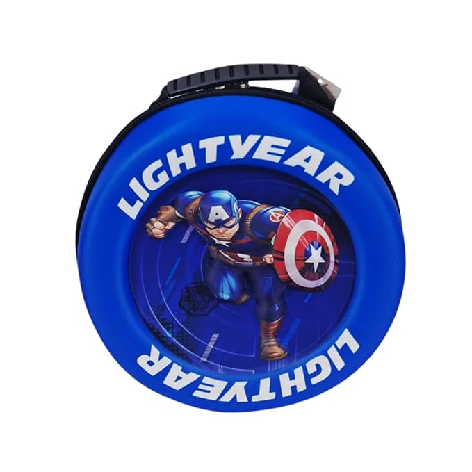 Captain America Kids Tyre Shape Backpack | 3D Round Hard Case Marvel Hero School Bag for Boys - Image 2