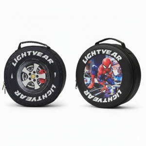 Spider Man Kids Tyre Shape Backpack | 3D Round Hard Case Marvel Hero Superhero School Bag for Boys & Kids